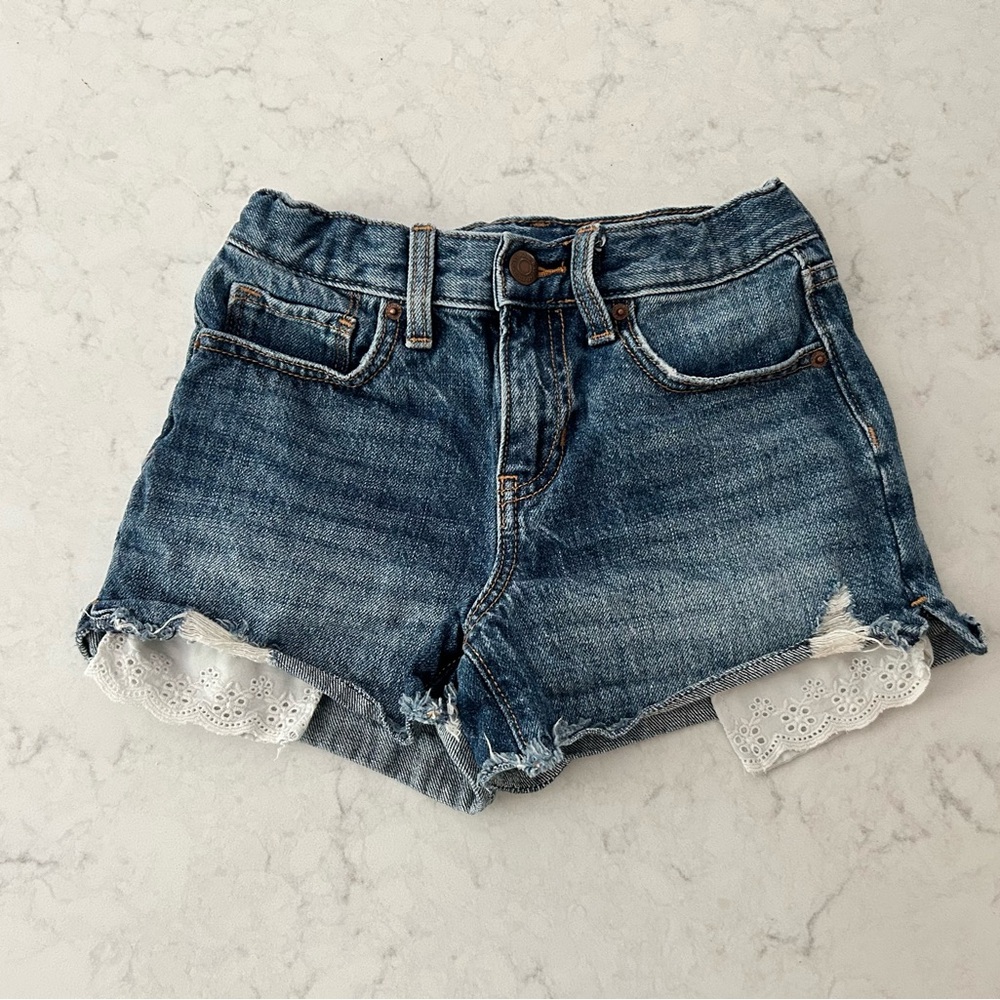 Denim Lace Trim girls shorts